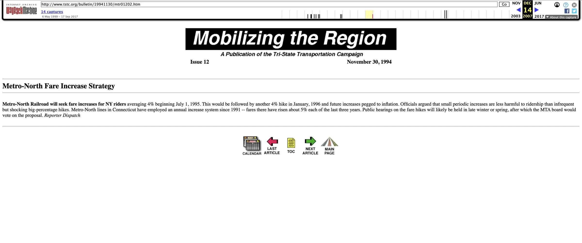 Metro-North Fare Increase Strategy — Source page 1
