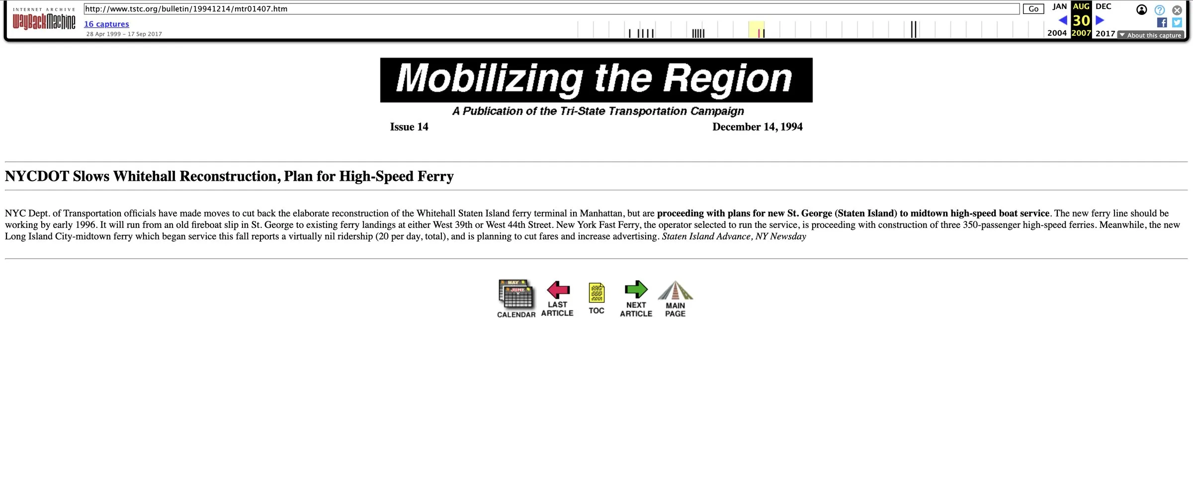 NYCDOT Slows Whitehall Reconstruction, Plan for High-Speed Ferry — Source page 1