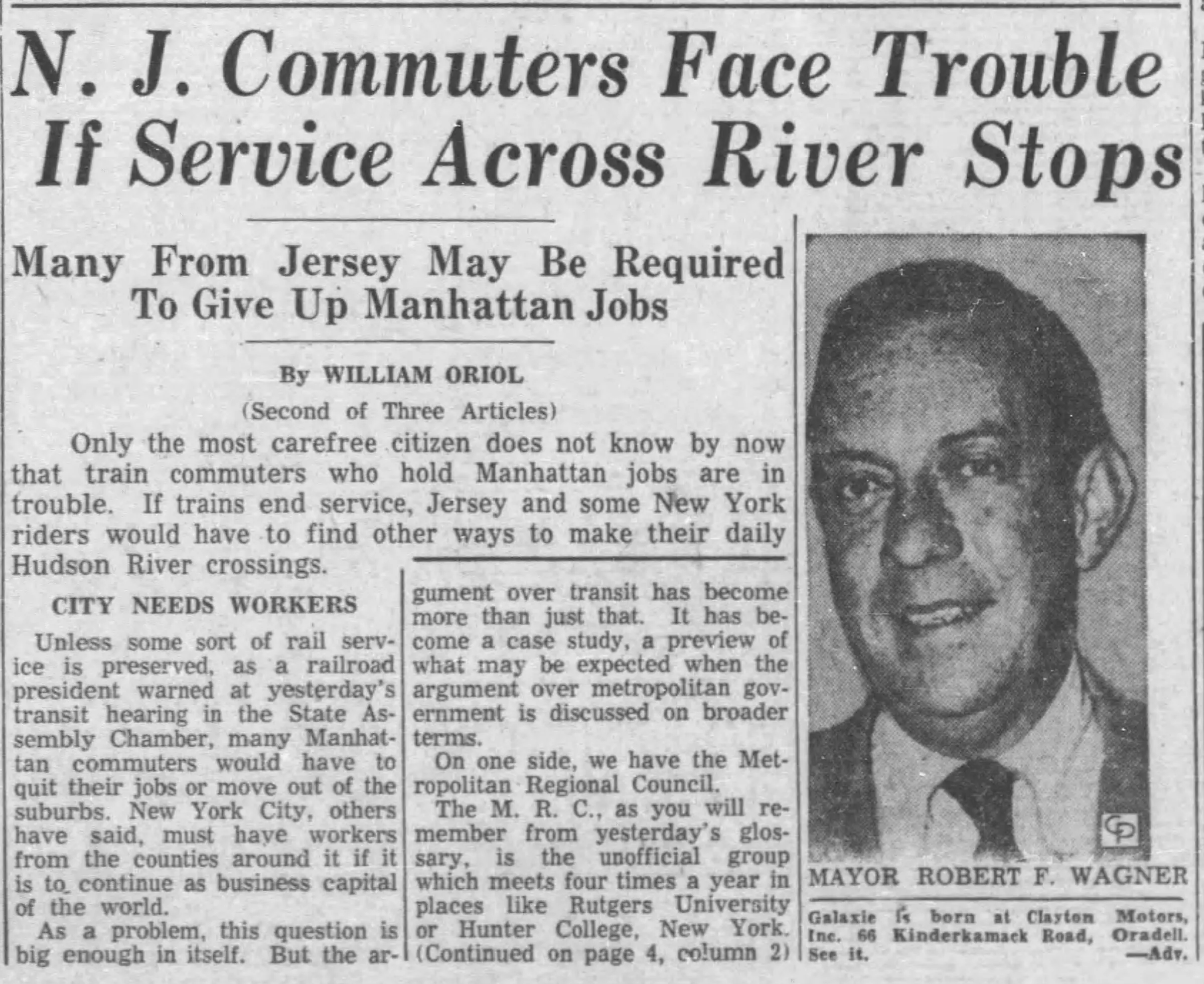 N. J. Commuters Face Trouble If Service Across River Stops — Source page 1