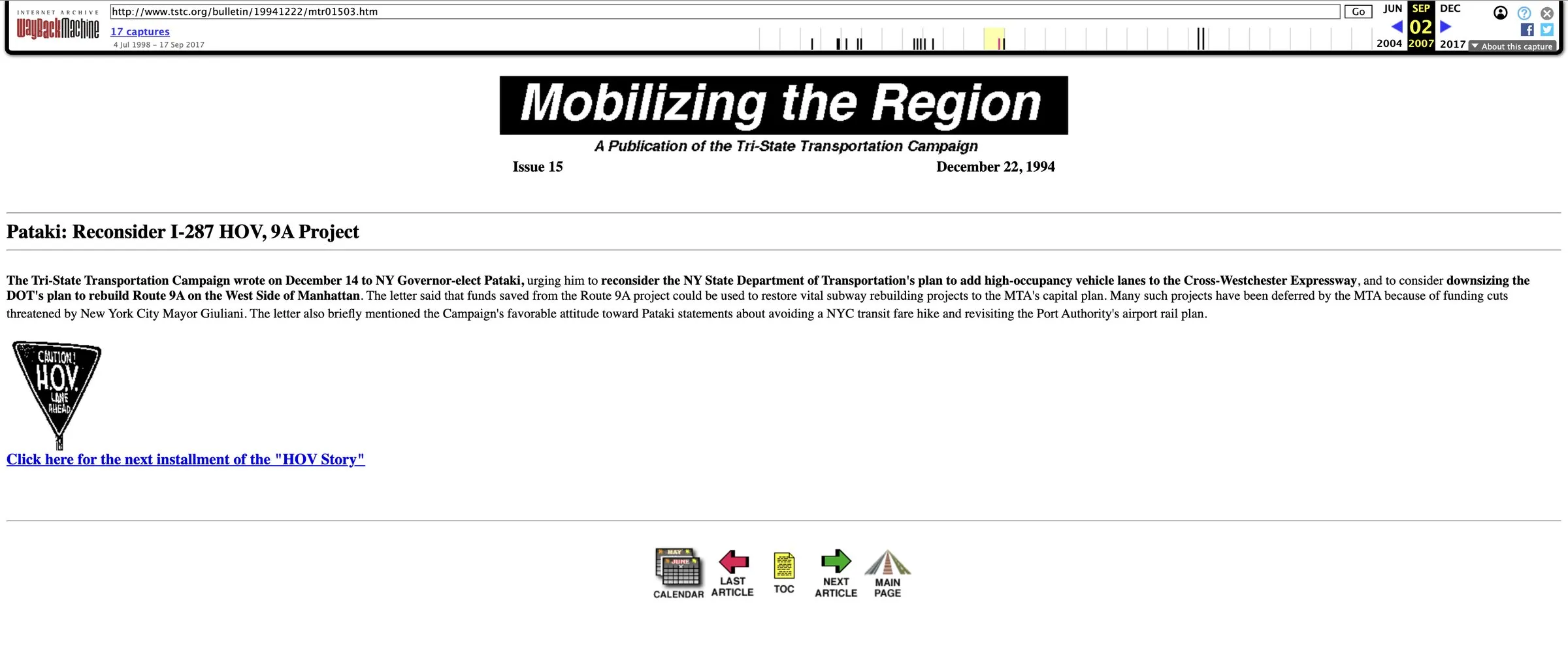 Pataki: Reconsider I-287 HOV, 9A Project — Source page 1