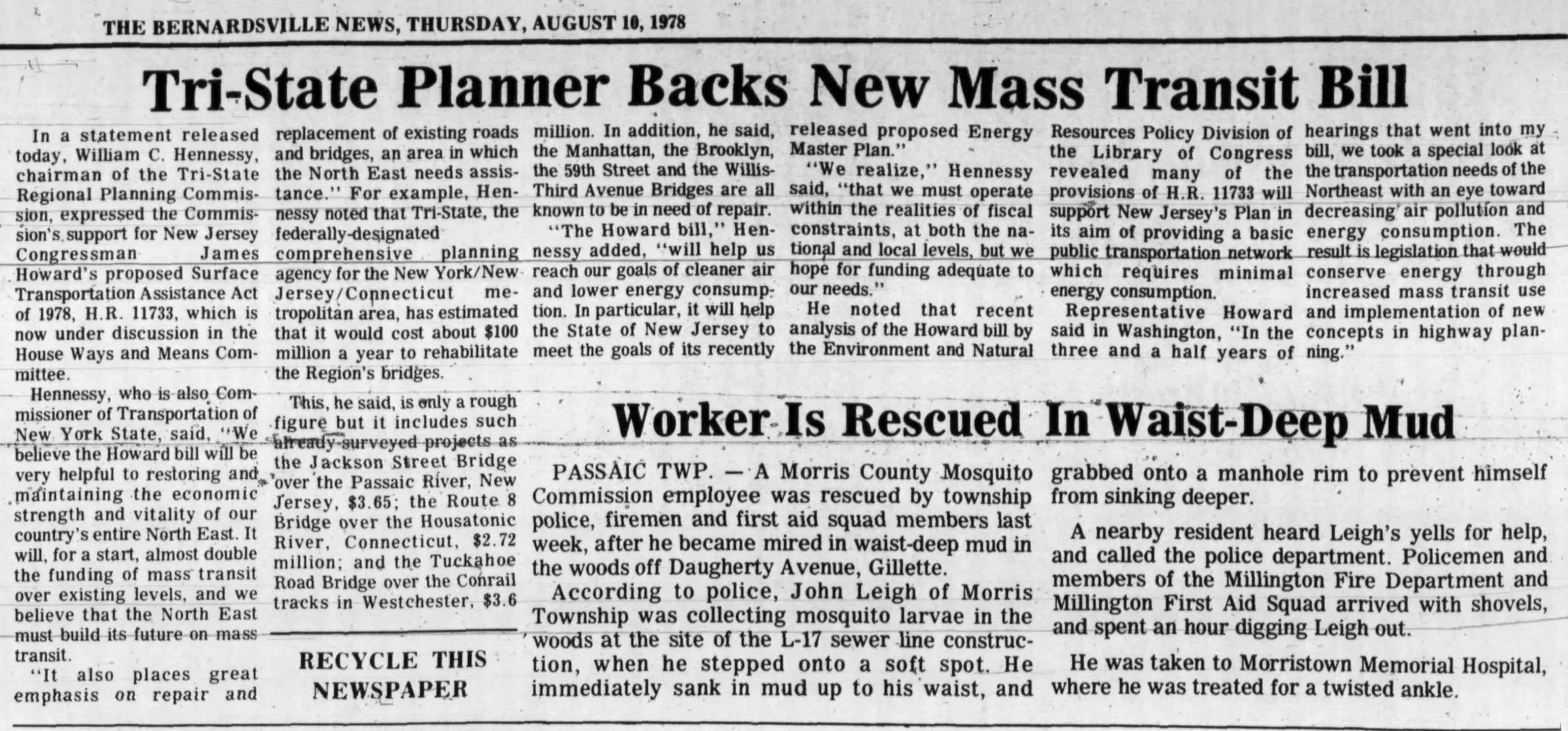 Tri-State Planner Backs New Mass Transit Bill — Source page 1
