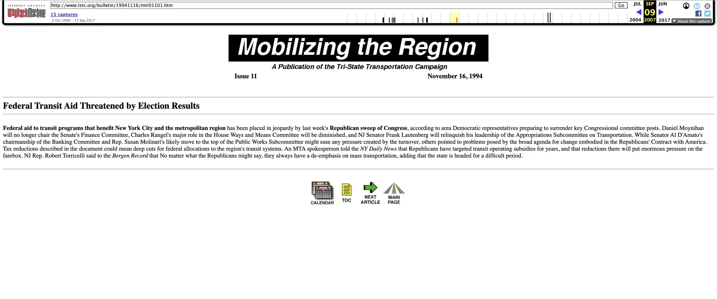 Federal Transit Aid Threatened by Election Results — Source page 1